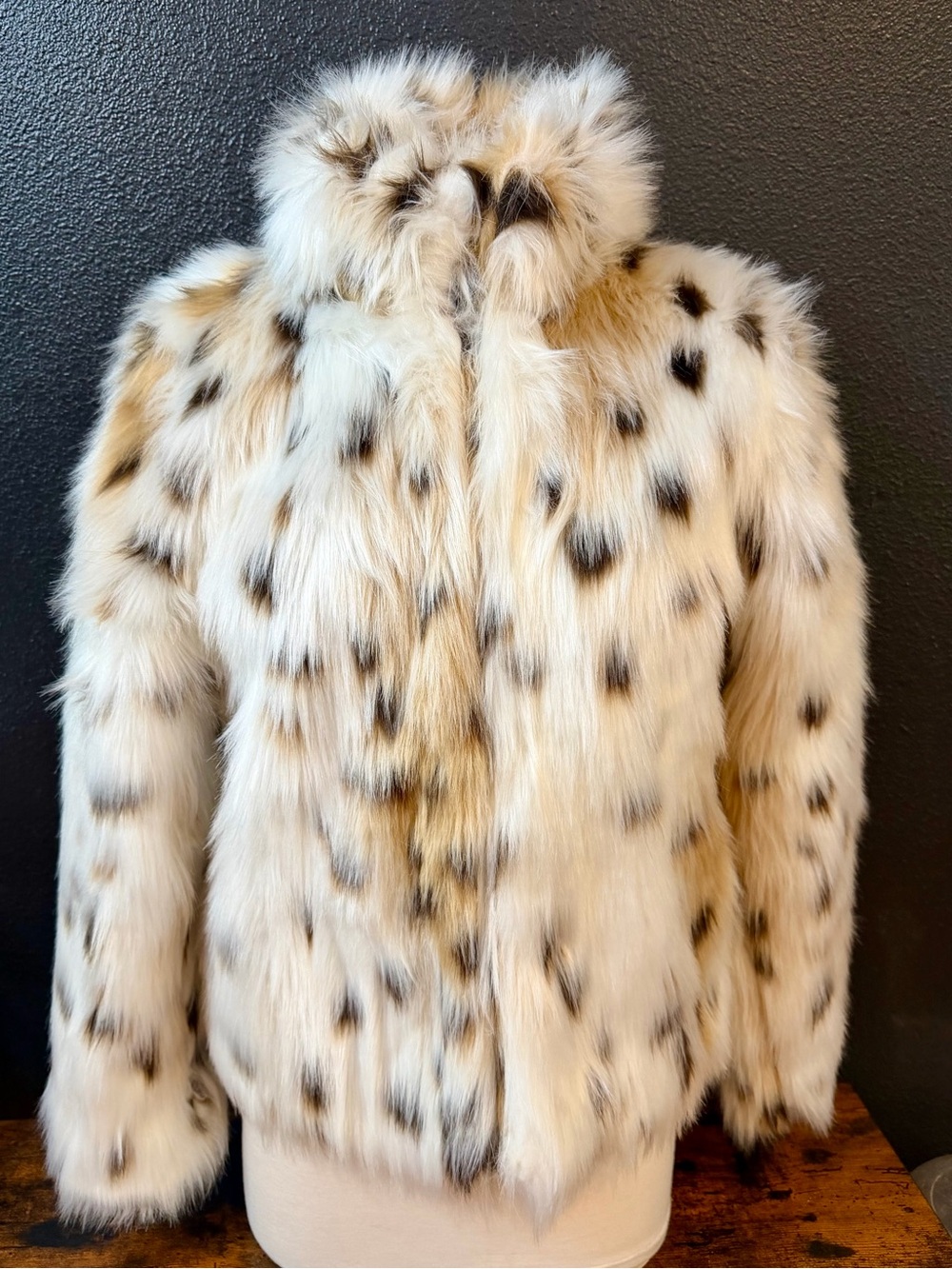 Spotted Ivory Faux Fur Teddy Jacket - Women's Coat